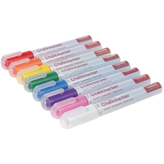 Krijtstift Europel watervast 3-6mm assorti etui 8 stuks