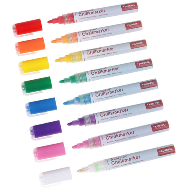 Krijtstift Europel watervast 3-6mm assorti etui 8 stuks