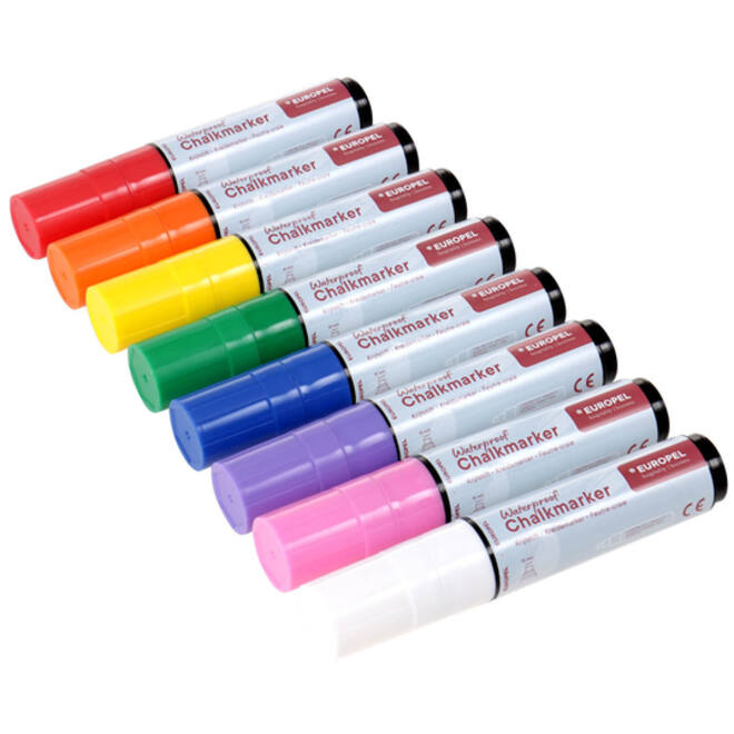 Krijtstift Europel watervast 15mm assorti etui 8 stuks