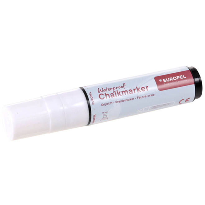 Krijtstift Europel watervast 15mm wit blister 1 stuk