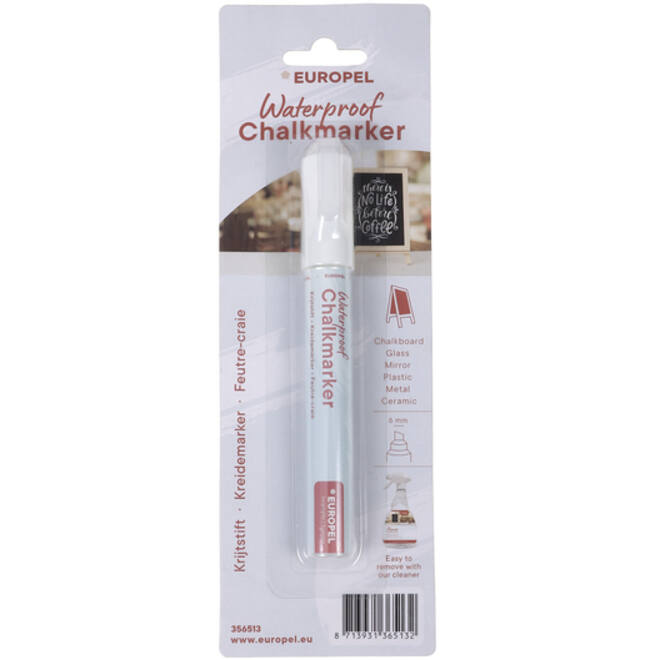 Krijtstift Europel watervast 3-6mm wit blister 1 stuk