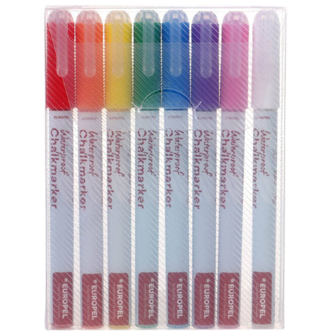 Krijtstift Europel watervast 1-3mm assorti etui 8 stuks