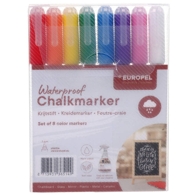Krijtstift Europel watervast 1-3mm assorti etui 8 stuks