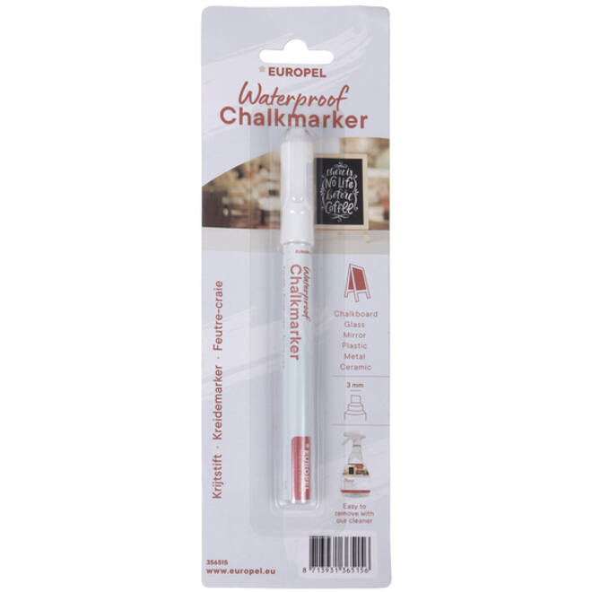 Krijtstift Europel watervast 1-3mm wit blister 1 stuk