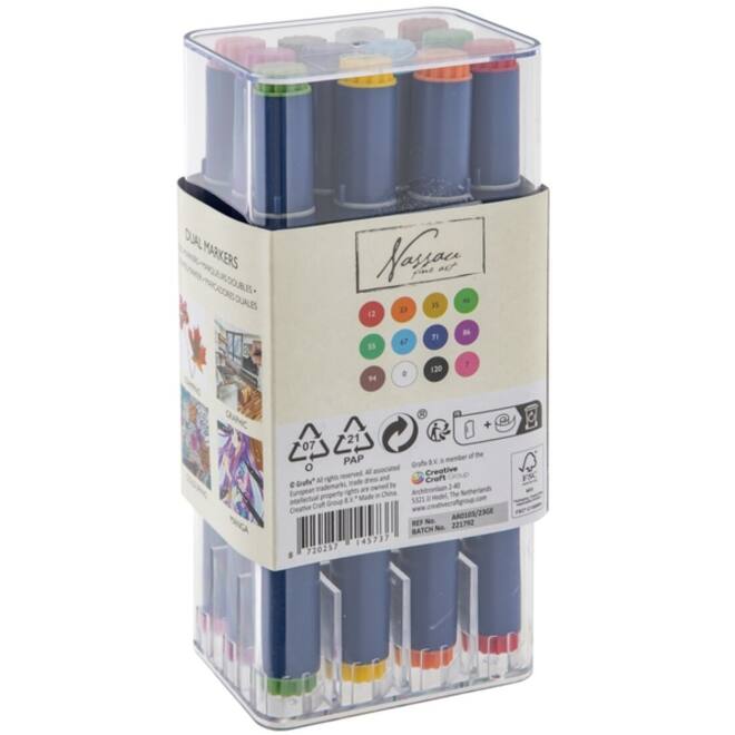 Alcoholmarkers Nassau Arts duopunt set à 12 kleuren