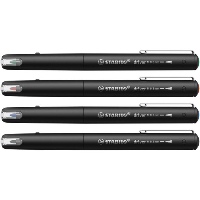 Fineliner STABILO dr!ver medium assorti 4 stuks