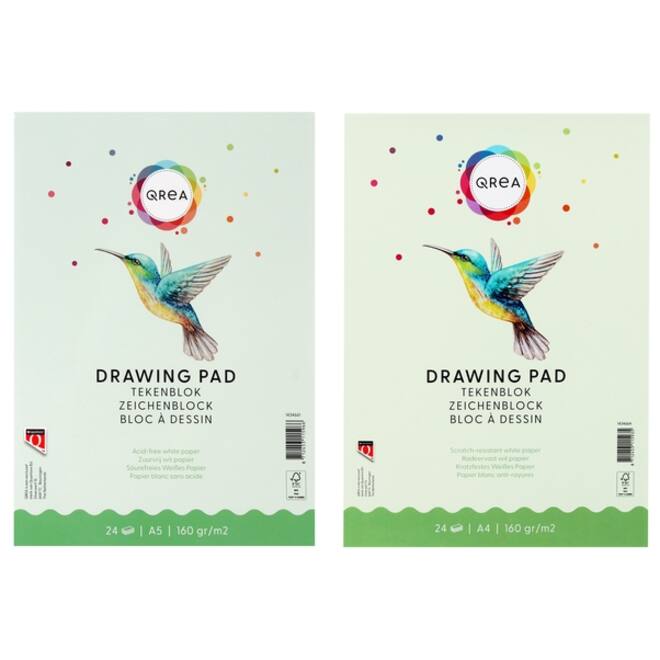 Tekenblok Qrea A5 24 vel 160gr gelijmd