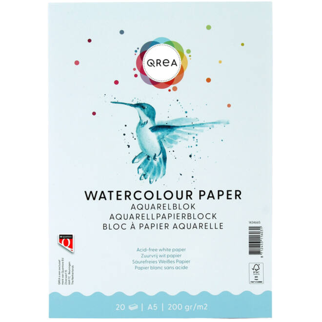 Aquarelblok Qrea A5 20vel 200gr gelijmd