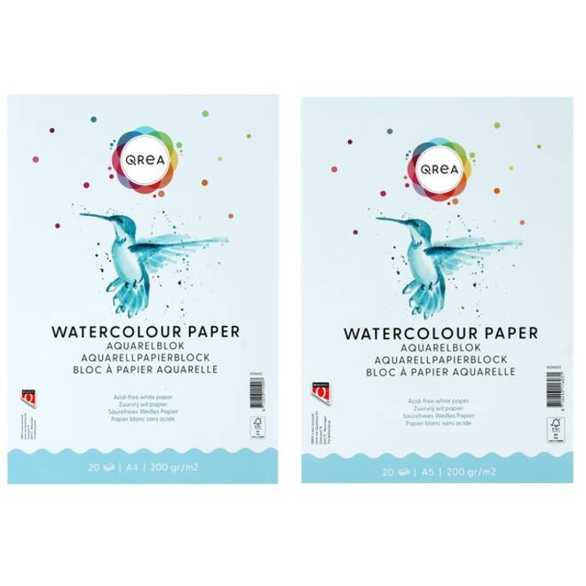 Aquarelblok Qrea A5 20vel 200gr gelijmd