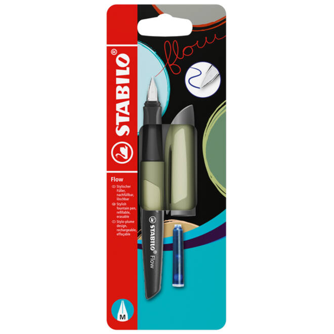 Vulpen STABILO Flow medium khaki blister à 1 stuk