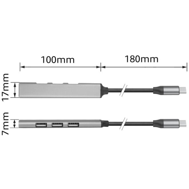 Hub ACT USB-C 3x USB-A 2.0 en 1x USB-A 3.0