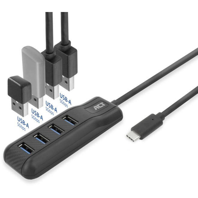 Hub ACT USB-C 3.0 4 poorts USB-A