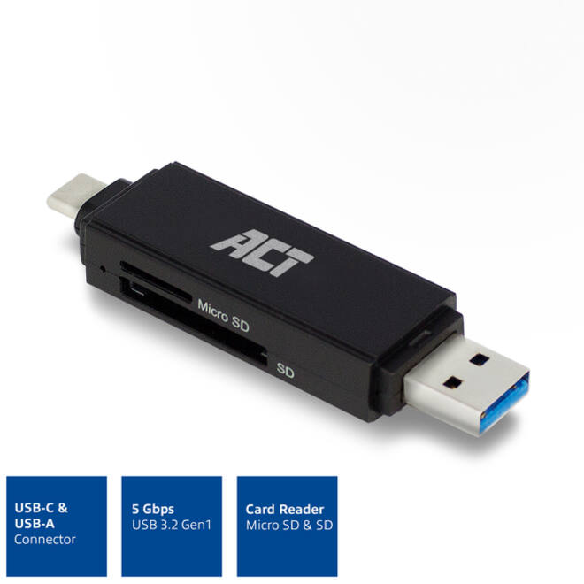 Kaartlezer ACT USB-C/USB-A 3.0