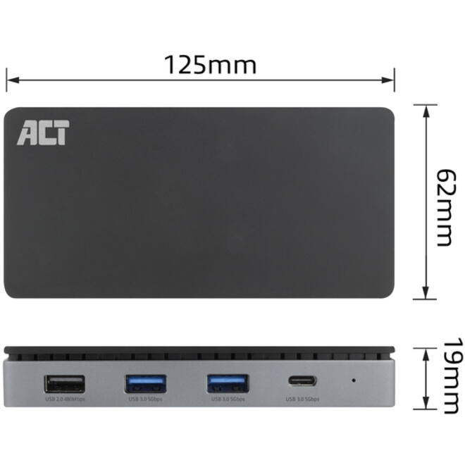 Dockingstation ACT USB-C 4K MST voor 2 HDMI monitoren