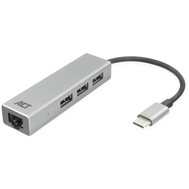 Hub ACT USB-C 3.0 3x USB-A Gigabit ethernet