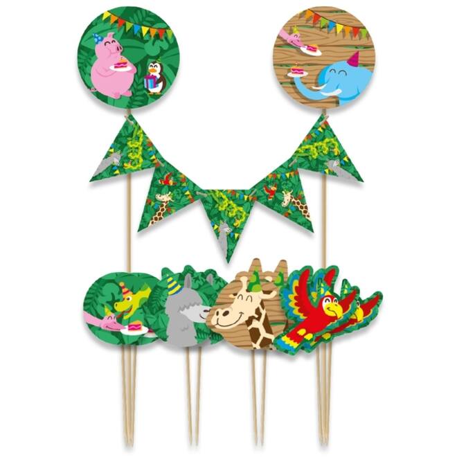 Cake decoratie Jungle 9 stuks