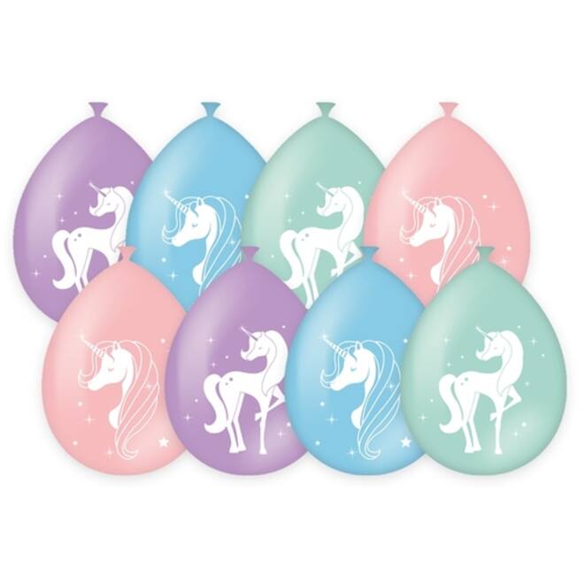 Ballonen Unicorn 30 cm 8 stuks pastel