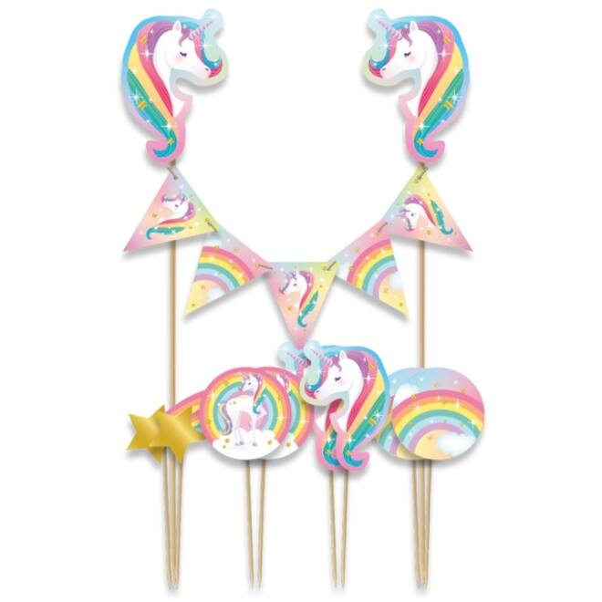 Cake decoratie Unicorn 9 stuks