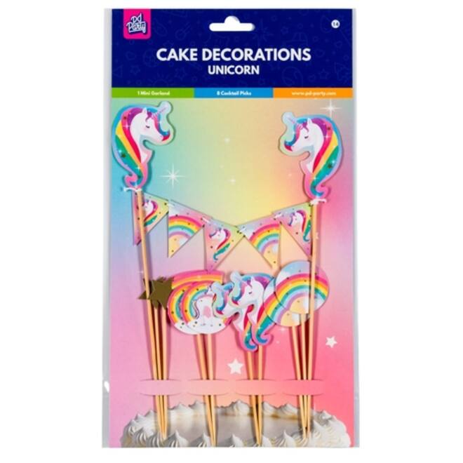 Cake decoratie Unicorn 9 stuks