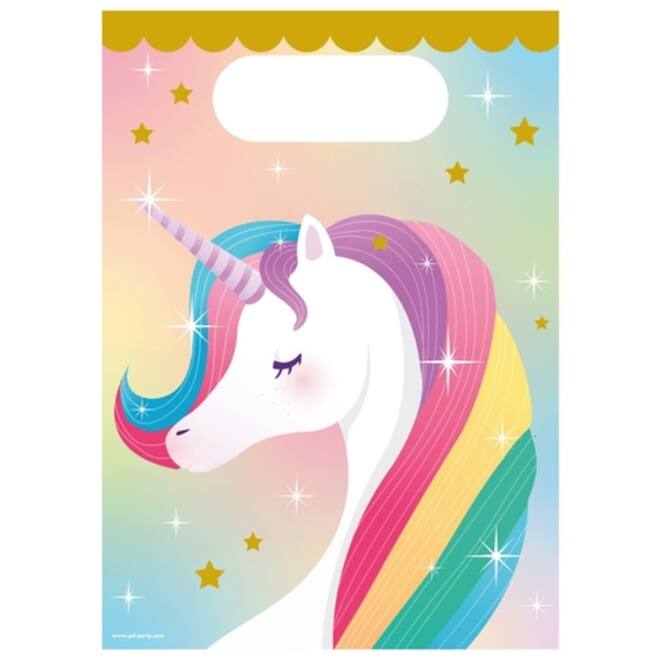 Cadeau tasjes Unicorn papier 23x16,5cm 6 stuks