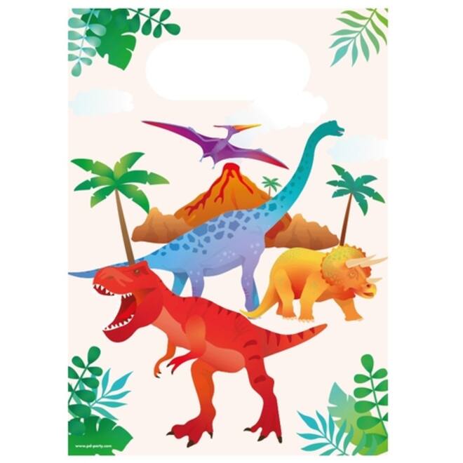 Cadeau tasjes Dino papier 23x16,5cm 6 stuks