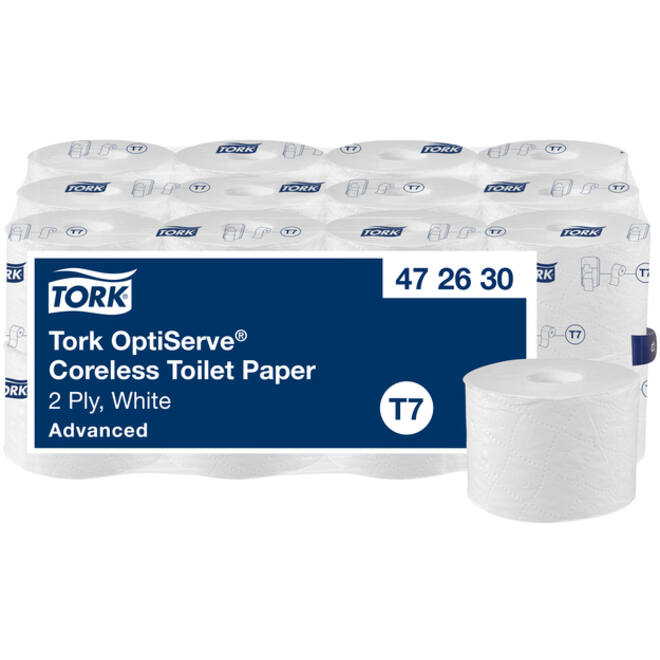 Toiletpapier Tork T7 Advanced Optiserve Coreless 2-laags 94m wit 472630