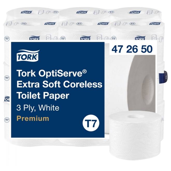 Toiletpapier Tork T7 Premium Optiserve Coreless 3-laags 63m wit 472650