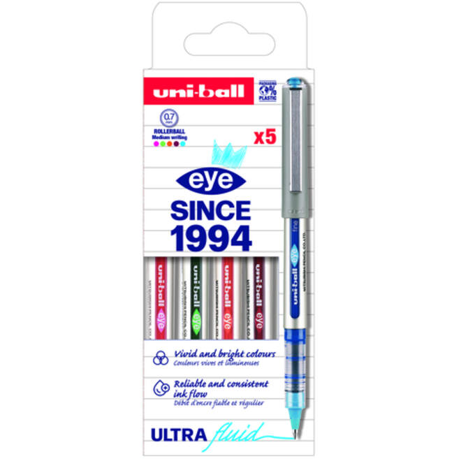Rollerpen Uni-ball Eye UB157 medium assorti 5 stuks