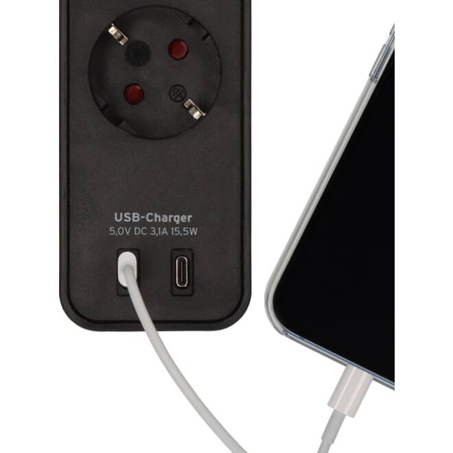 Stekkerdoos Brennenstuhl Ecolor 4 voudig inclusief 2 USB C 1.5 meter zwart
