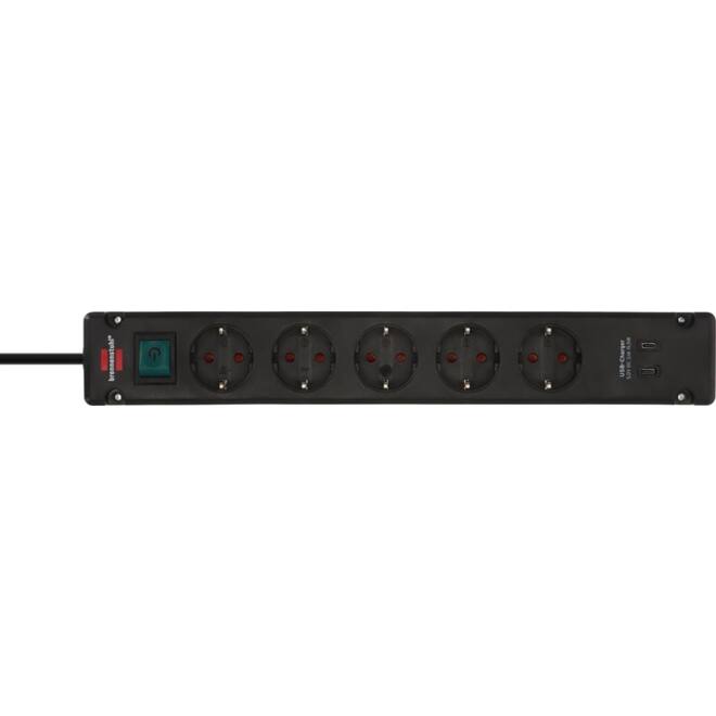 Stekkerdoos Brennenstuhl Bremounta 5 voudig inclusief 2 USB C 3 meter zwart