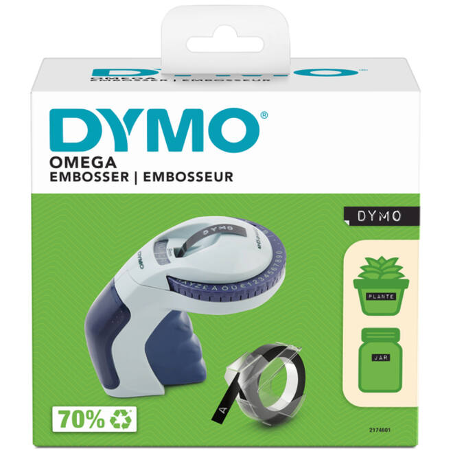 Lettertang Dymo Omega embossing blauw