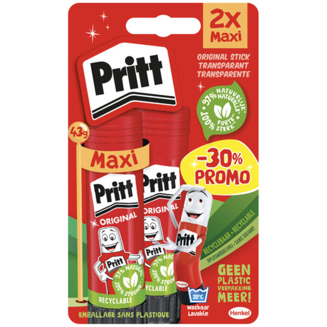 Lijmstift Pritt Stick Original 43gr blister à 2 stuks Promo