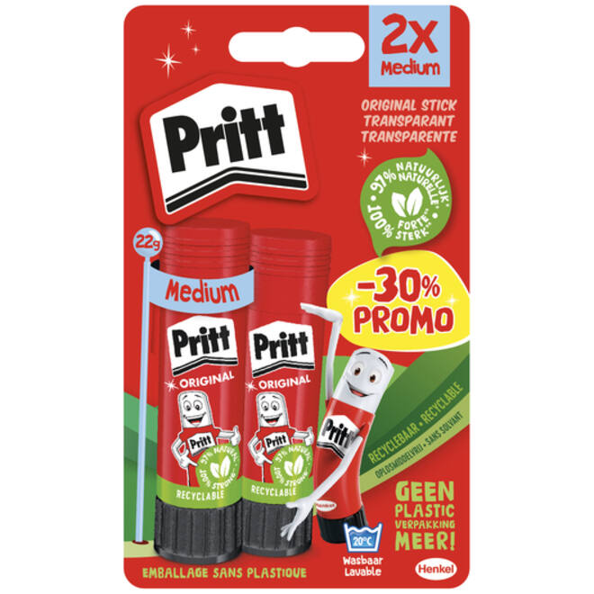 Lijmstift Pritt Stick Original 22gr blister à 2 stuks Promo