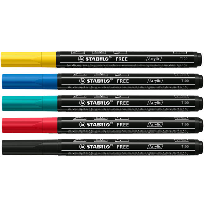 Acrylmarker STABILO Free Acrylic T100 Royal assorti 5 stuks