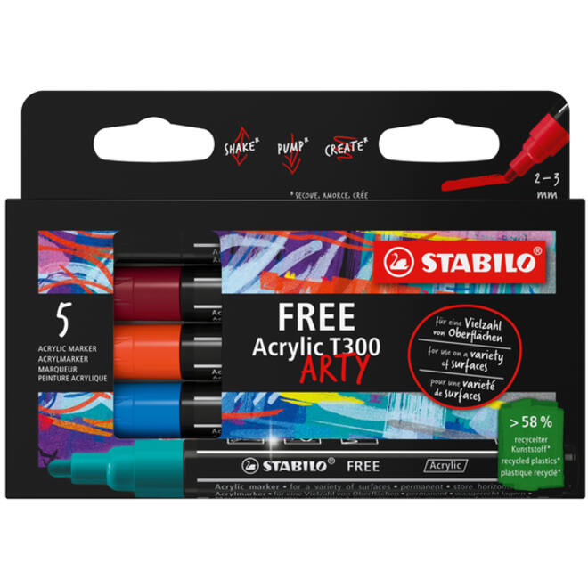 Acrylmarker STABILO Free Acrylic T300 Urban assorti 5 stuks