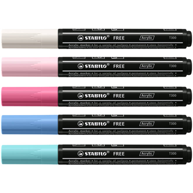 Acrylmarker STABILO Free Acrylic T300 Candy assorti 5 stuks