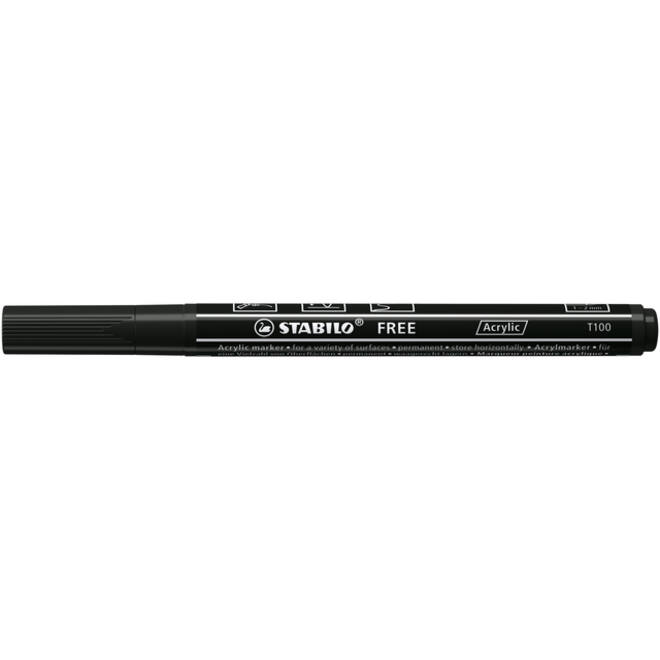 Acrylmarker STABILO Free Acrylic T100 zwart