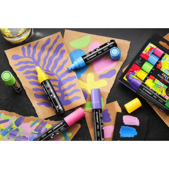 Acrylmarker STABILO Free Acrylic T800C Seaside assorti 5 stuks