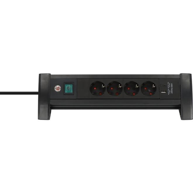 Stekkerdoos Brennenstuhl Premium 4 voudig USB C PD en USB A zwart