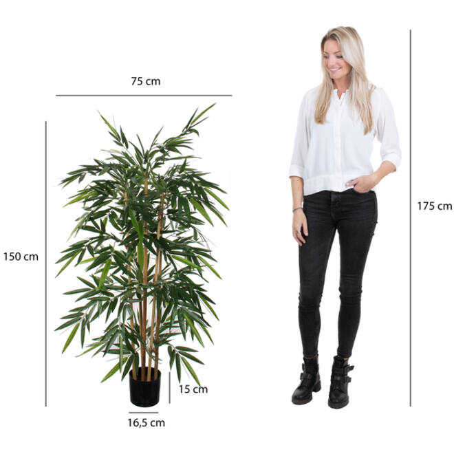 Kunstplant Mica Bamboe in plastic pot 150x75cm