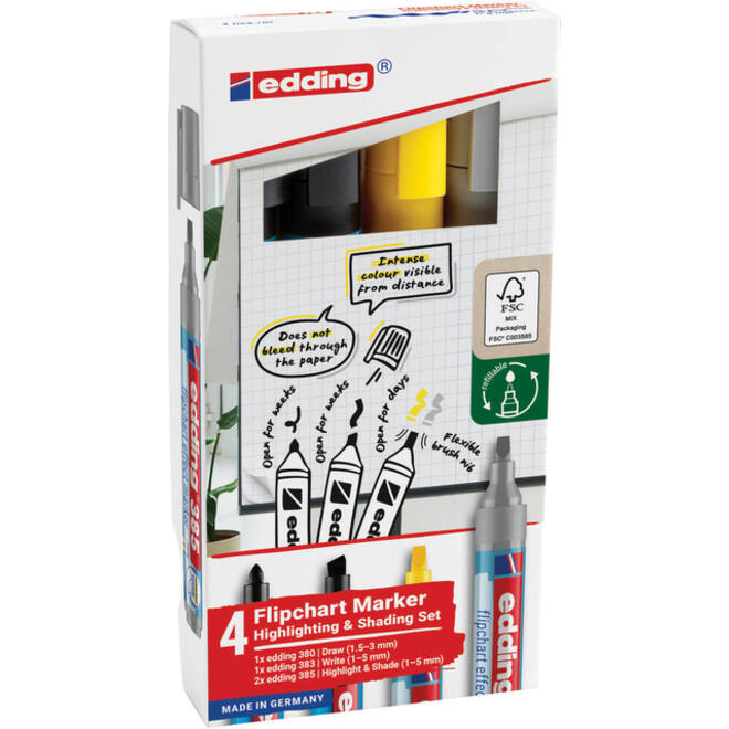 Viltstift edding 385 flipover incl 380 - 383 assorti 4 stuks