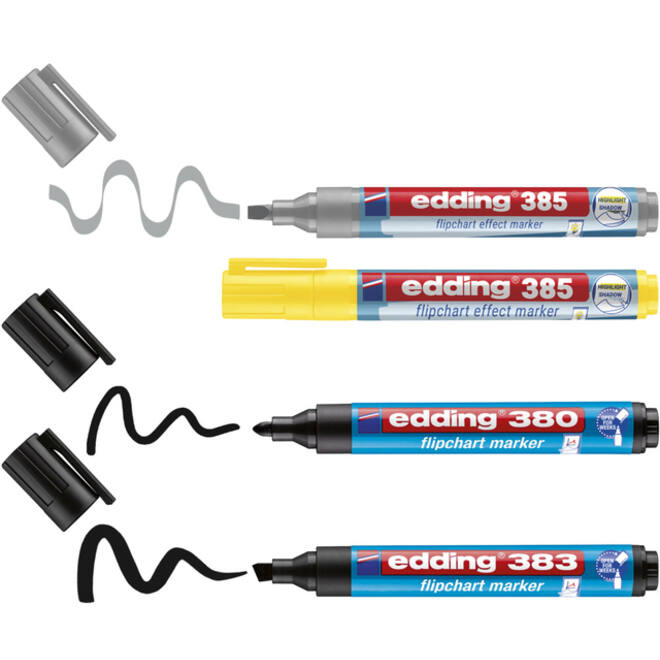 Viltstift edding 385 flipover incl 380 - 383 assorti 4 stuks
