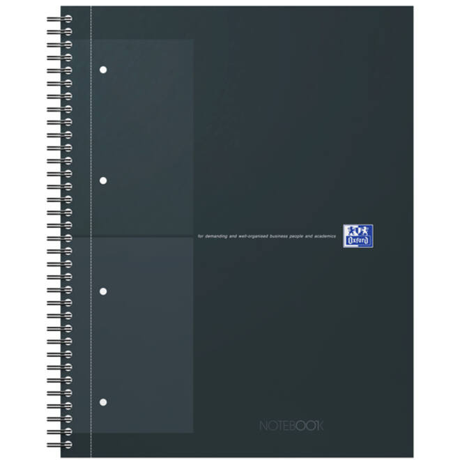 Spiraalblok Oxford International Notebook A4+ ruit 5X5mm zwart