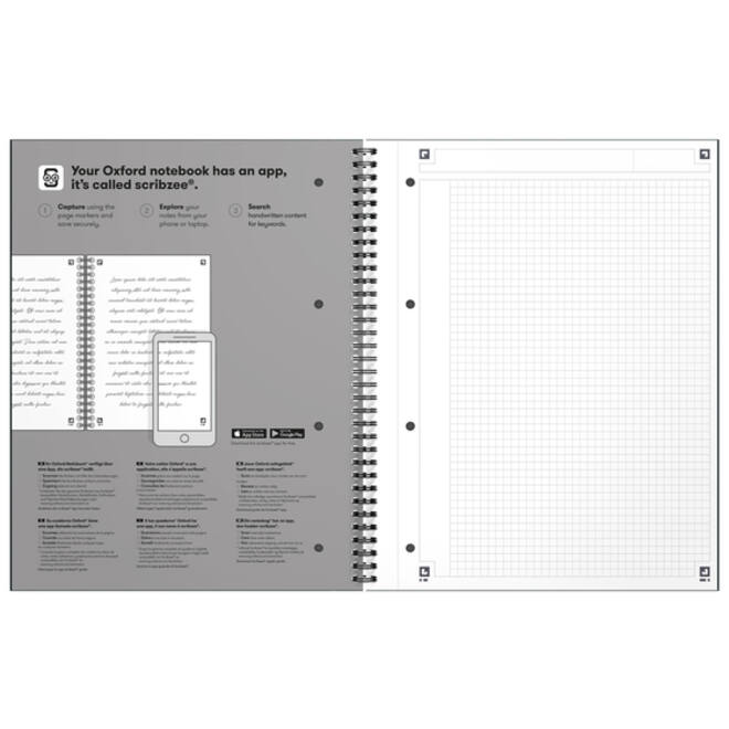 Spiraalblok Oxford International Notebook A4+ ruit 5X5mm zwart