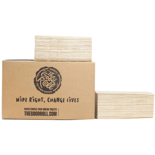 Handdoek The Good Roll bamboe z-vouw 2-laags 230x210mm 20x200 vel naturel