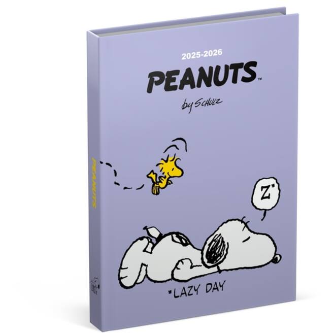 Schoolagenda 25-26 Lannoo Snoopy 1dag/1pagina met inserts lila