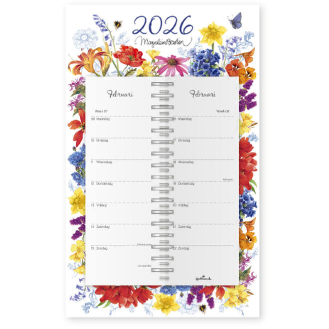 Kalender 2026 Marjolein Bastin Bloemen Schild 7dagen/1pagina