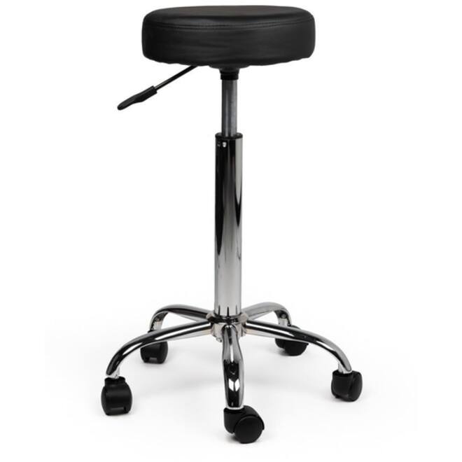 Tabouret kruk Office hoog met gasveer harde wielen zw