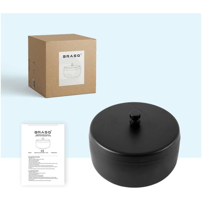 Asbak BRASQ tafelmodel 1 liter met deksel AT700 zwart