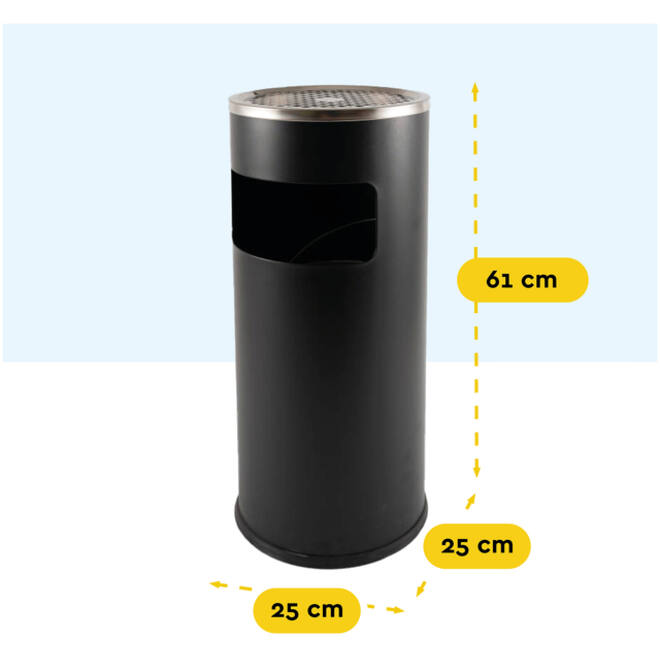 Afvalbak met asbak BRASQ 11 liter AT500 zwart